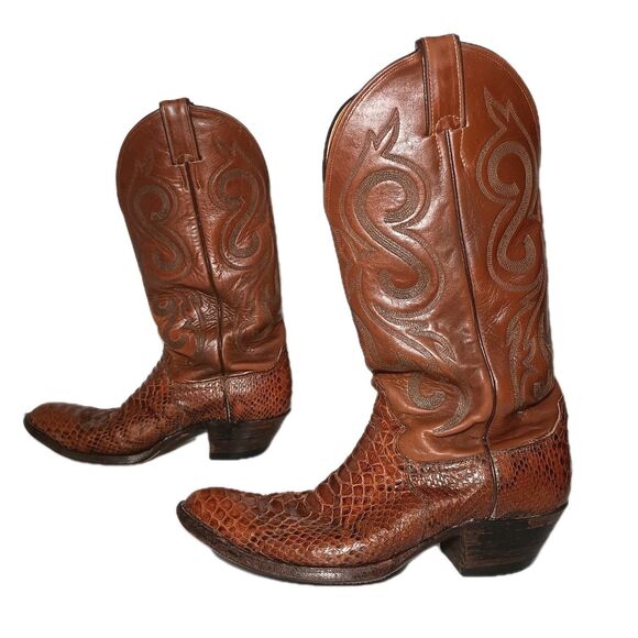 Justin Western Mens Cowboy Boots Python Skin Men’s 8.5 D. Burgundy Leather main image 7